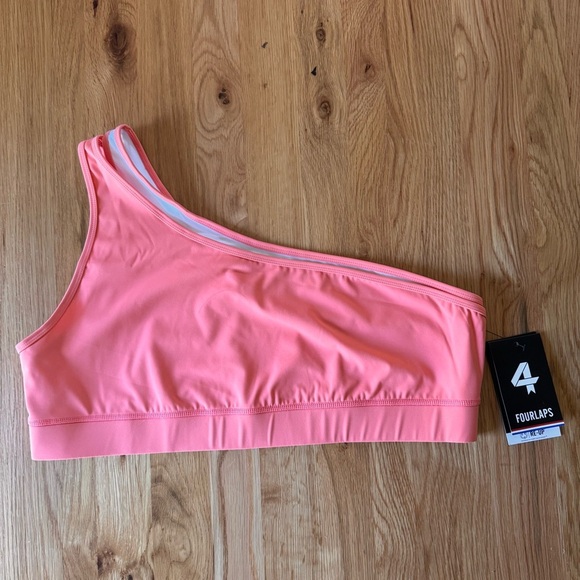 NWT Fourlaps Solo One Shoulder Sports Bra in Blush/White Size XXL - Picture 4 of 10